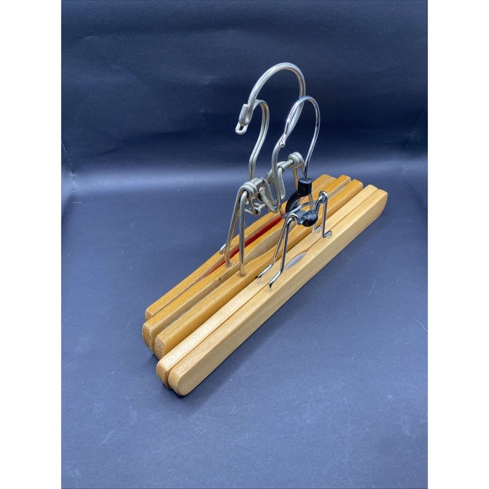 Vintage 3 Wooden Pant/Skirt Hangers, Clamp-on 2-10", 1-11"